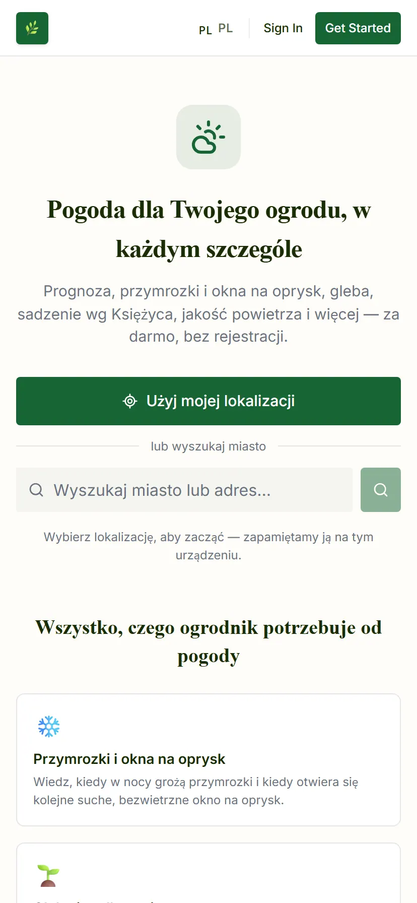 Garden Dream — widok mobilny