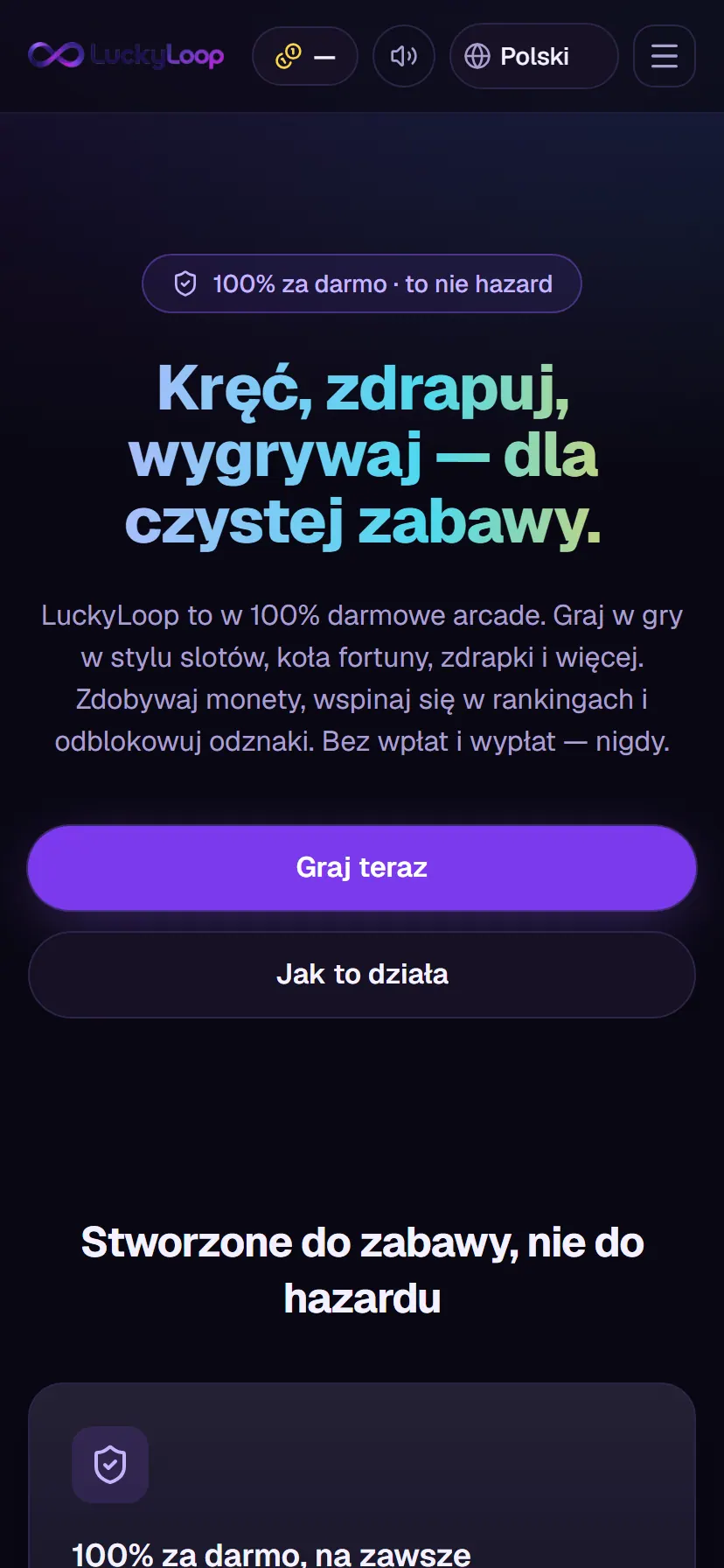 LuckyLoop — widok mobilny