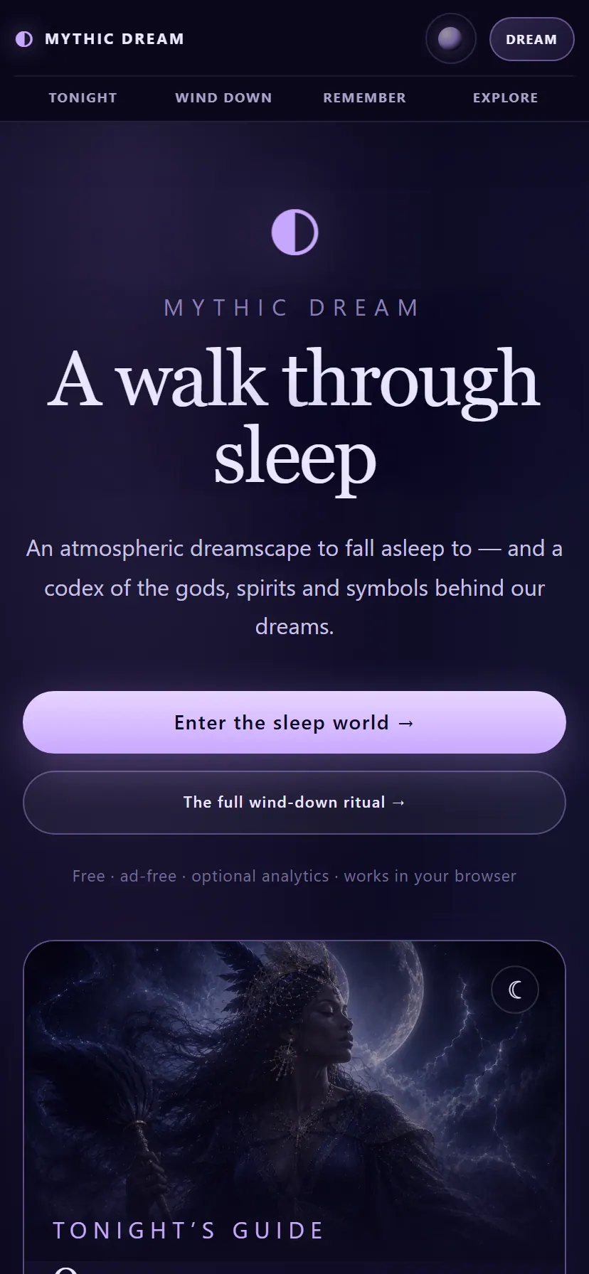Mythic Dream — widok mobilny