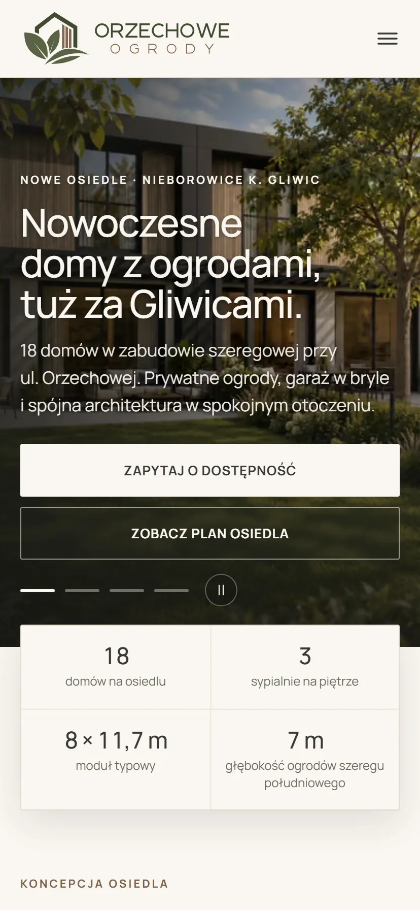 Orzechowe Ogrody — widok mobilny