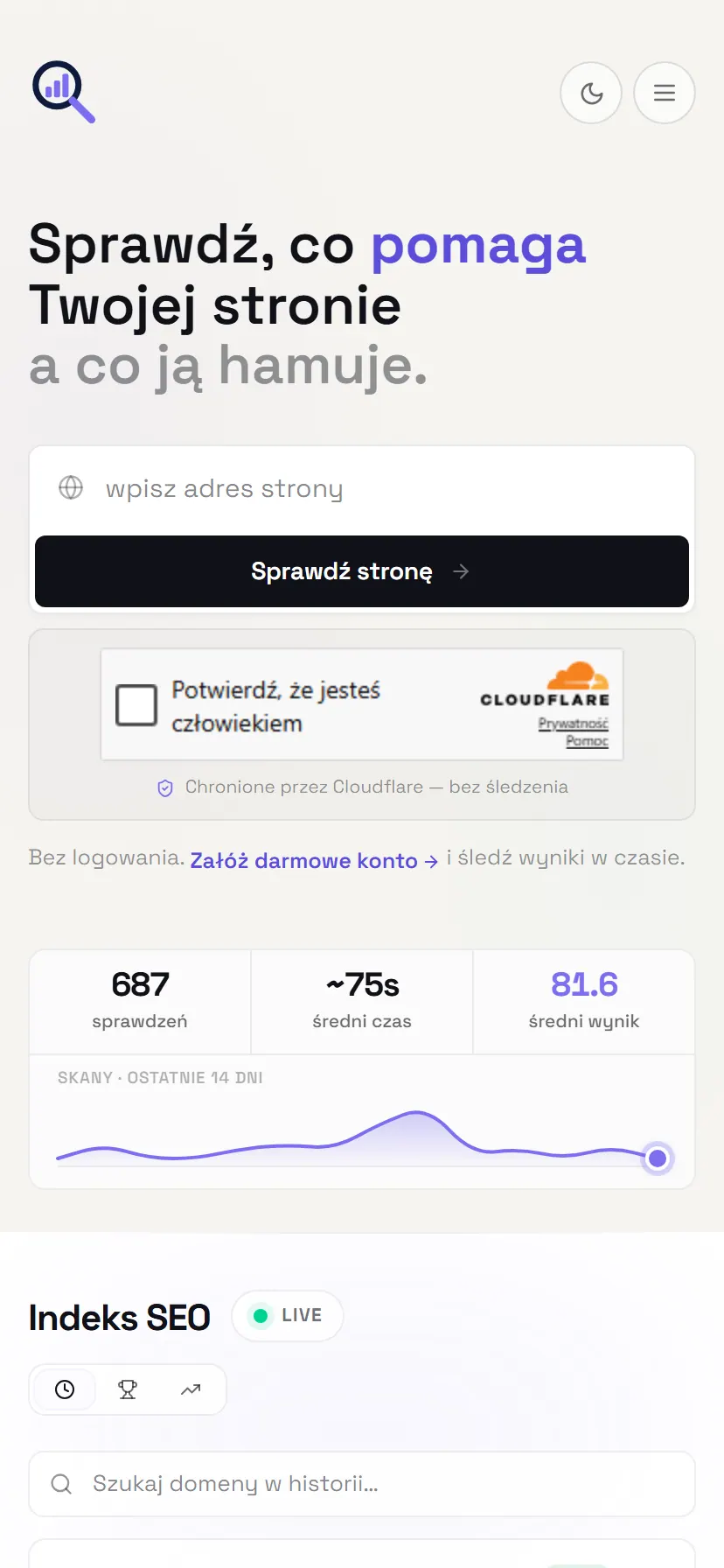 SEOMaster — widok mobilny